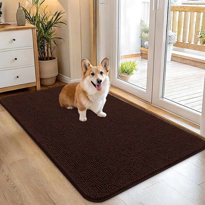 OLANLY Dog Door Mat for Muddy Paws 45x27, Super Absorbent Chenille Mud Mat | by OLANLY