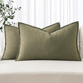MIULEE Decorative Linen Lumbar Pillow Covers 12x20 Inch Light Olive Green | by MIULEE