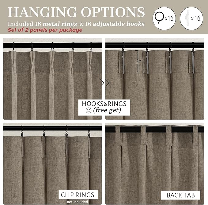 Pinch Pleated Farmhouse Burlap 90 Inch Curtains - Image 5