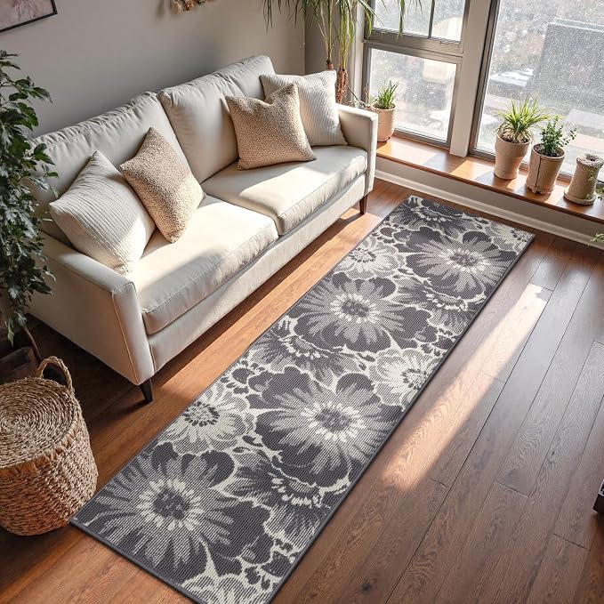 Findosom Hallway Runner Rug 2x8, Non Slip High-Low Textured Floral Washable - Image 9