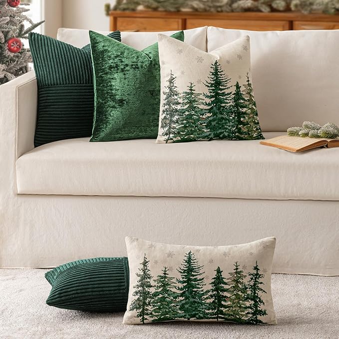 MIULEE Army Green Decorative Euro Sham Pillow Covers 24x24 Inch 2 Pack | Boho - Image 5