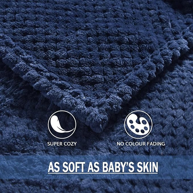 Exclusivo Mezcla Soft Waffle Fleece Bed Blanket Queen Size, Cozy Flannel - Image 8