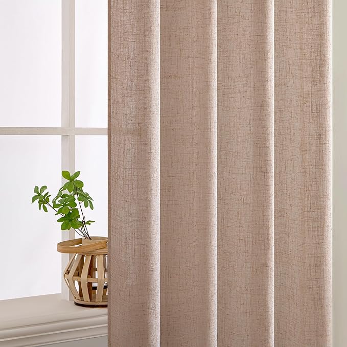 MIULEE Natural Beige Linen Curtains 52x63 Inch Long - Image 5