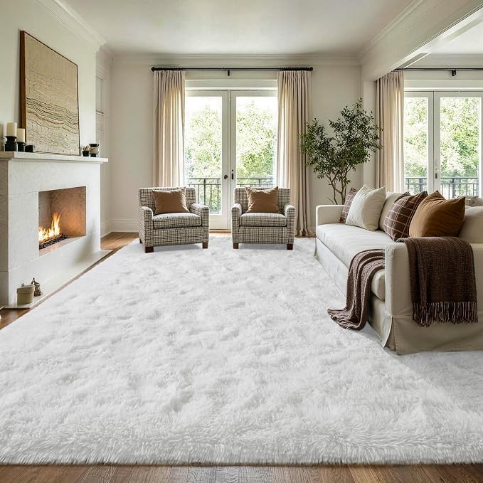 7x10 Large White Fluffy Soft Area Rug Non-Slip - Image 3