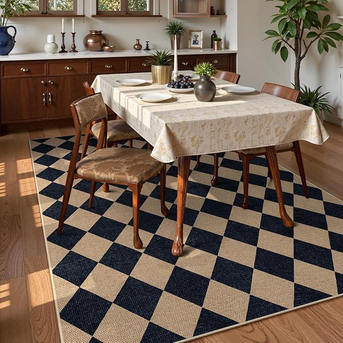 Lahome Checkered Easy Jute 6x9 Area Rugs, Outdoor Patio Rug Washable | - Image 7
