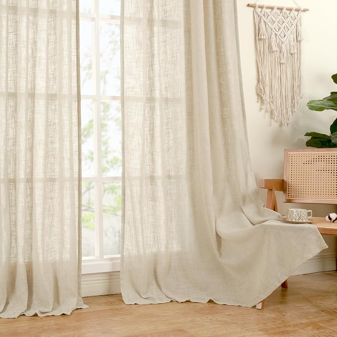 Sheer Linen Curtains 63 inches Length - Image 9