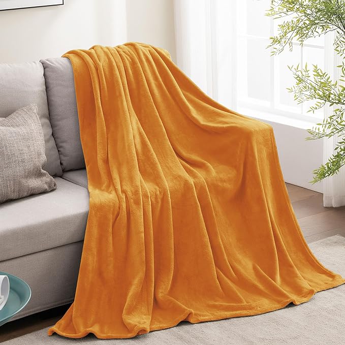 BEDELITE Fleece Blanket Soft Fall Twin Size Blanket Burnt Orange 60"x80" | - Image 9