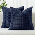 MIULEE Corduroy Decorative Throw Pillow Covers 18x18 Navy Blue Pack of 2 | Soft by MIULEE