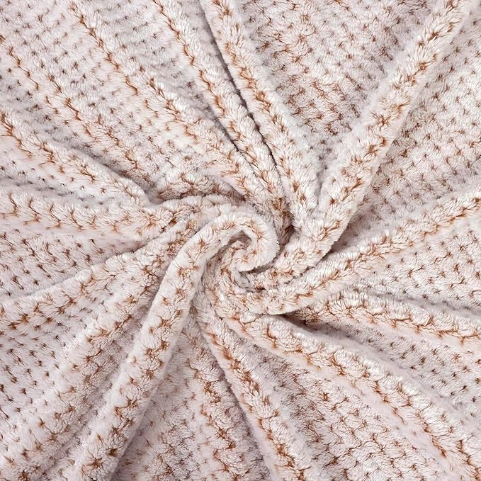 Exclusivo Mezcla Soft Waffle Fleece Bed Blanket King Size, Heather Tan | - Image 7