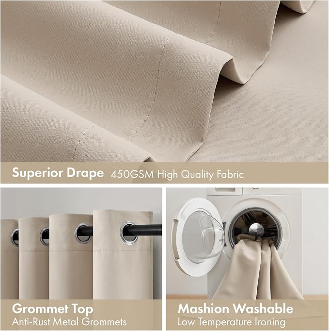 MIULEE Taupe 100% Blackout Curtains - Image 7