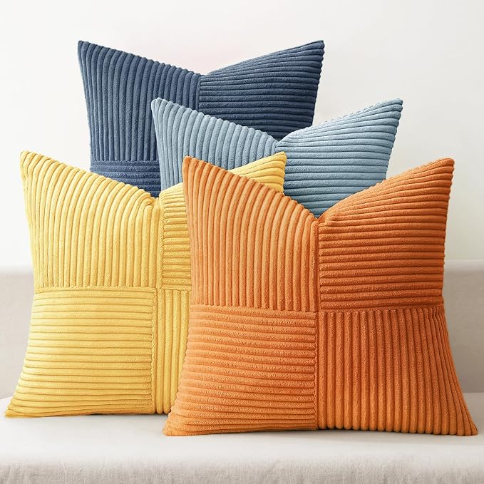 MIULEE Summer Yellow Blue Decorative Throw Pillow Covers 18x18 Inch Set of 4 by MIULEE