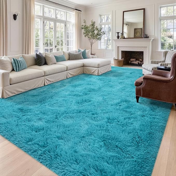 Noahas 8x10 Extra Large Blue Fluffy Soft Area Rug Non-Slip - Image 2