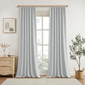 KangBang Grey Black Out Linen Curtains 96 Inches Long, Pinch Pleated Blackout Drapes for Living Room Office with Hooks Track System, Aesthetic Boho Vertical Home Decor(2 Panels,42Wx96L, Light Grey)