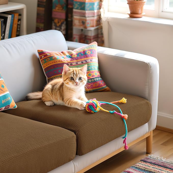 Hokway Stretch Couch Cushion Covers, 3 Piece Individual Sofa Cushion - Image 6