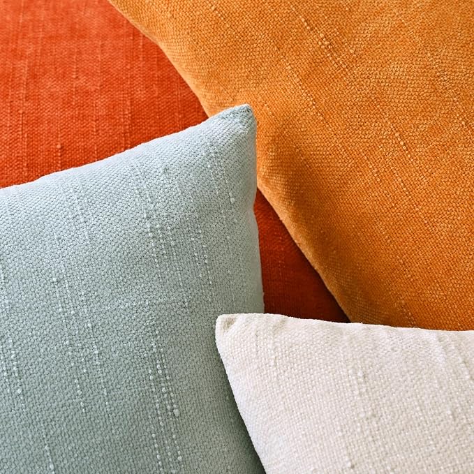 Set of 4 Soft Textured Decorative Throw Pillow Covers 24x24 Inch Cozy Farmhouse - Image 6
