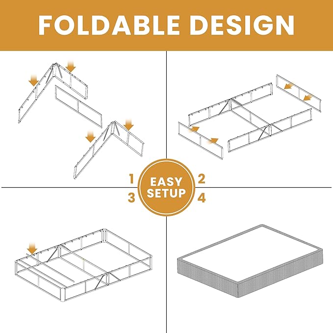 MAF 10 Inch Twin Box Spring, High Profile Box Spring Twin Siz 3500 lbs Black Heavy Duty Metal Mattress Foundation with Easy Clean Fabric Cover, Easy Assembly