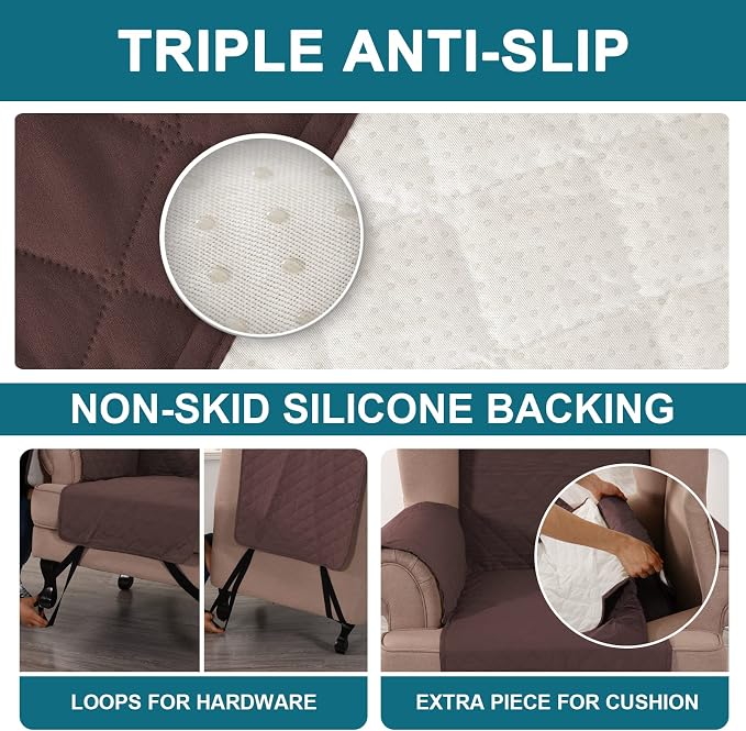 Turquoize 100% Waterproof Wing Chair Cover Wing Armchair Slipcovers Chair Couch - Image 4