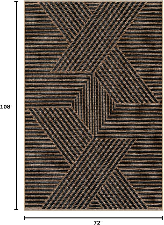 Lahome Modern Geometric Easy Jute Carpet, 6x9 Area Rugs - Image 2