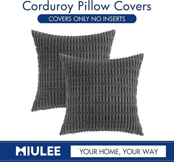 MIULEE Pack of 2 Corduroy Decorative Throw Pillow Covers 24x24 Inch Soft Boho - Image 6