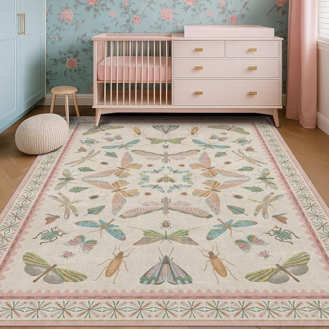 Floral Pink Rugs for Bedroom Girls 6x9 - Image 8
