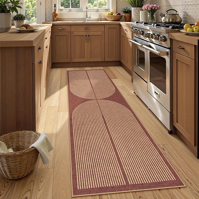 Lahome Modern Rainbow Easy Jute Entryway Rug, Washable Kitchen Runner Rug | - Image 3