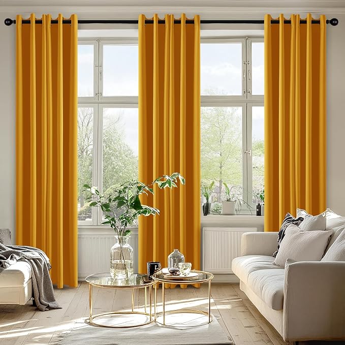 MIULEE Blackout Curtains for Bedroom 2 Panel 40x72 Inch Long Mustard Yellow | - Image 6