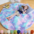 Amdrebio Purple Rainbow Mermaid Small Circle Rug 3Ft by Amdrebio