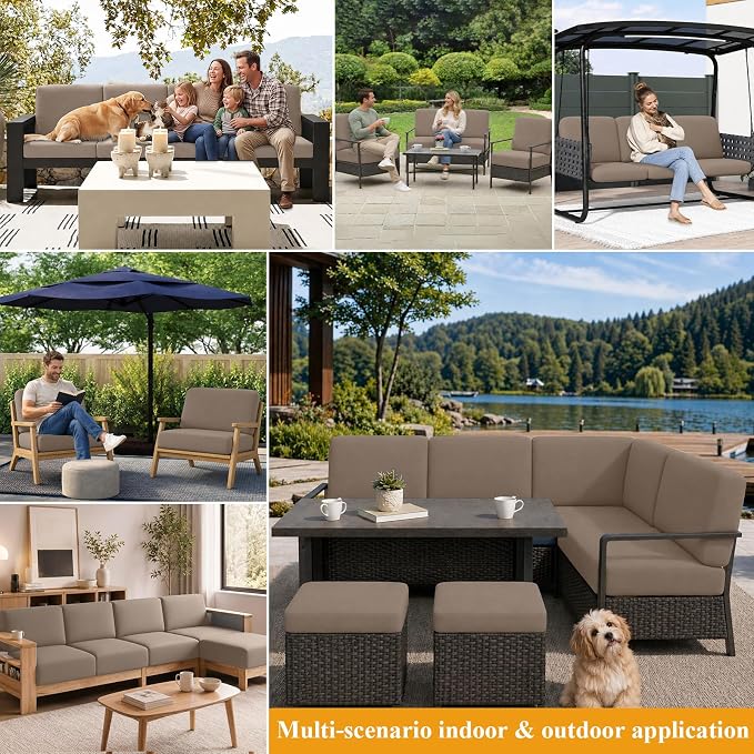 HEBE Stretch Patio Cushion Covers Set 12pcs, Waterproof Outdoor Couch Covers - Image 9