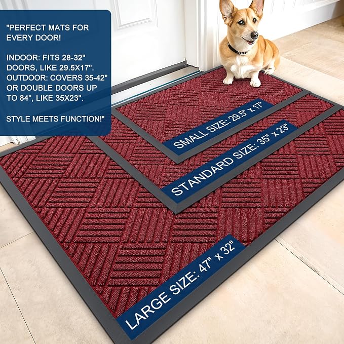 OLANLY Front Door Mat Outside Entrance 35x23, Waterproof Heavy-Duty Doormat | - Image 2