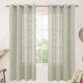 Sage Grey Linen Curtains 72 Inch by LAMIT