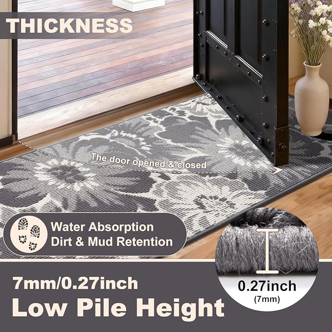 Findosom Hallway Runner Rug 2x10, Non Slip High-Low Textured Floral Washable - Image 5