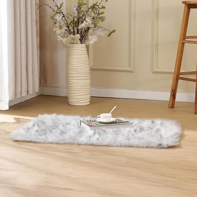 ORINOVA White and Gray Furry Carpet - Image 9