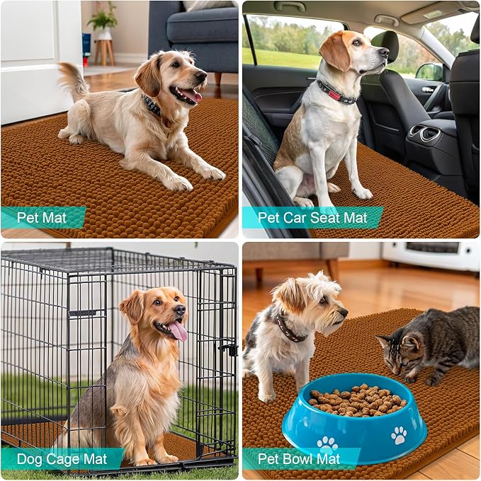 OLANLY Dog Door Mat for Muddy Paws 36x24, Super Absorbent Chenille Mud Mat | - Image 7