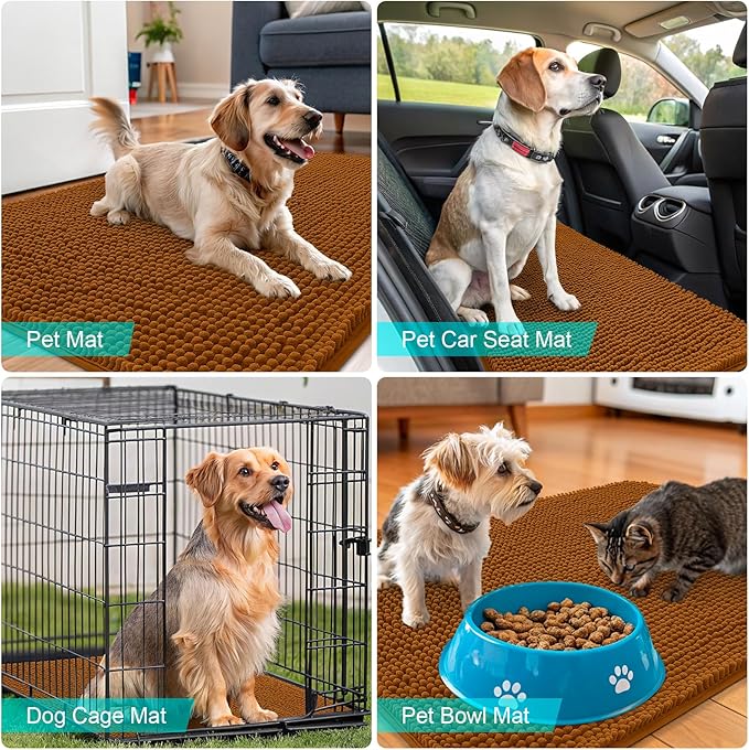 OLANLY Dog Door Mat for Muddy Paws 35x24, Super Absorbent Chenille Mud Mat | - Image 7