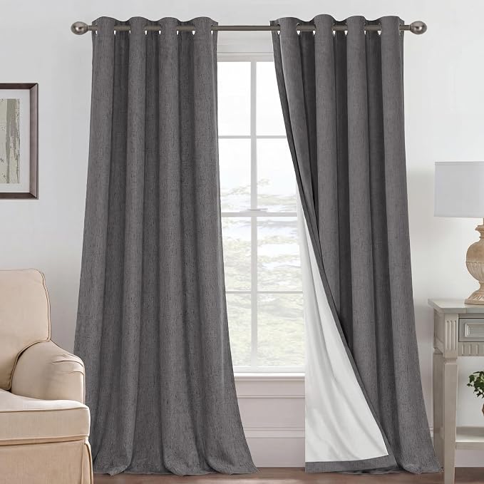 H.VERSAILTEX Blackout Curtains Linen Curtains 120 inches Long 100% Black Out by HVERSAILTEX