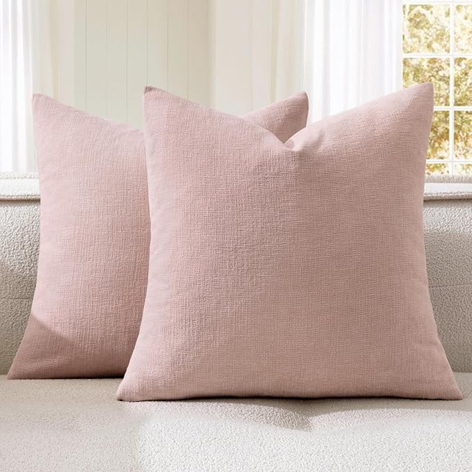 MIULEE Pink Chenille Couch Throw Pillow Covers, 20x20 | Set of 2, Valentine by MIULEE