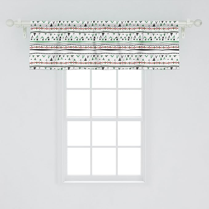 Ambesonne Tribal Window Valance, Style Traditional Aztec Pattern Old Fashioned Hippie Boho Influences, Curtain Valance for Kitchen Bedroom Decor with Rod Pocket, 54" X 18", Sea Green