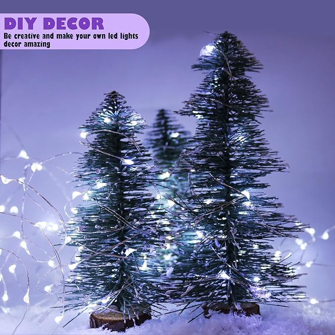 6 Pack Fairy Lights Battery Operated Mini String Lights with Timer 2PCS Remote 6.5ft 20LED Cool White Firefly Lights Waterproof Silver Wire Twinkle Lights DIY Mason Jar Wedding Party Christmas Decor