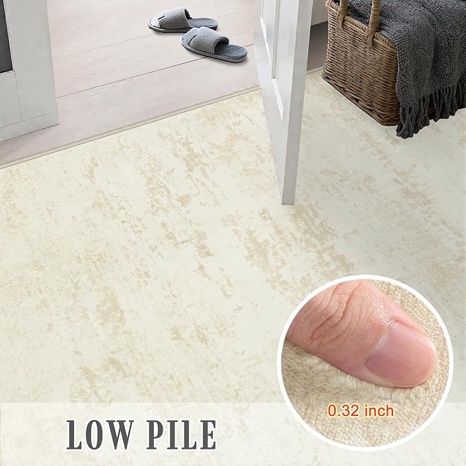 Area Rug Living Room: 6x6 Modern Washable Indoor Soft Carpet Beige | - Image 9