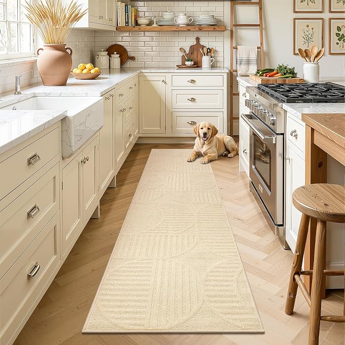Findosom Washable Runner Rug 2x10, Geometric High-Low Textured Non Slip Hallway - Image 5