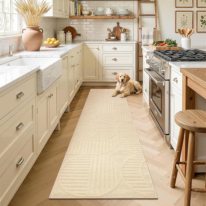 Findosom Washable Runner Rug 2x8, Geometric High-Low Textured Non Slip Hallway - Image 5