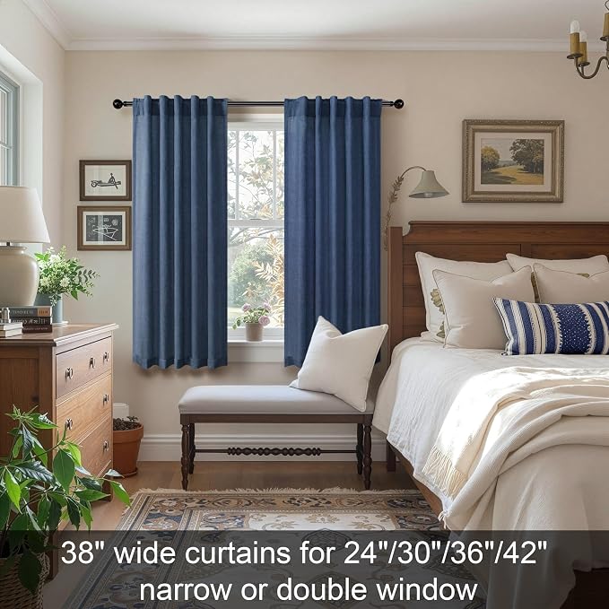 Pitalk Navy Blue Curtains 38 Inch Wide - Image 2
