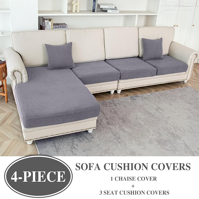 LA MEACK Couch Cushion Covers for Sectional Sofa L Shape Washable Separate Seat - Image 2