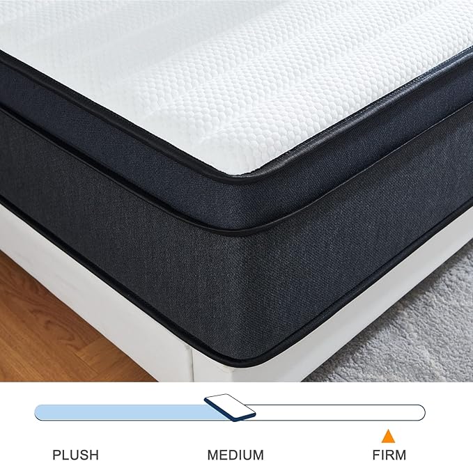 Molblly Hybrid Mattress in a Box with Gel Memory Foam, Individually Wrapped Pocket Coils Innerspring, Pressure-Relieving and Supportive, Non-Fiberglass, Queen Size, 10 Inch