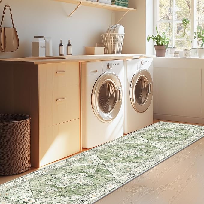 Yamaziot Washable Runner Rug, 2x8 Non-Slip Boho Vintage Hallway Kitchen Rug | - Image 8