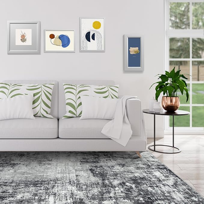 Aelenmu 10x14 Area Rugs for Living Room Dining Room Washable Black Grey | Soft - Image 3