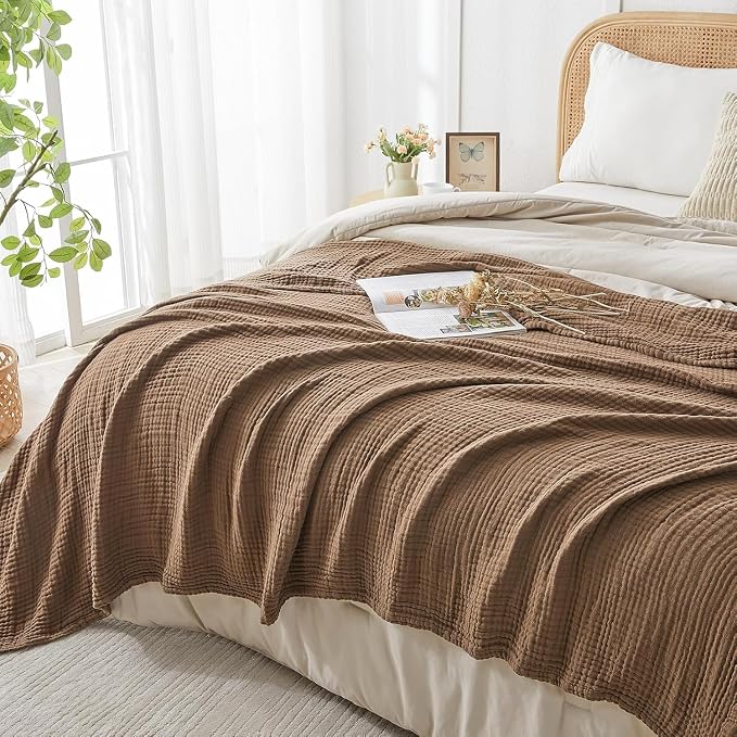 EMME Muslin Blankets for Adults Throw Blanket for Couch Breathable Gauze Soft - Image 6