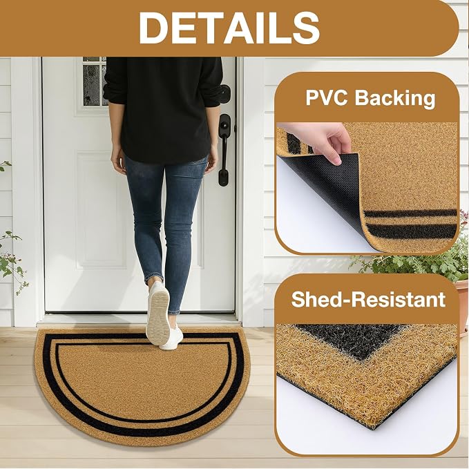 OLANLY Half Circle Front Door Mat, Low Profile Doormat, Stain and Fade Resistant - Image 5