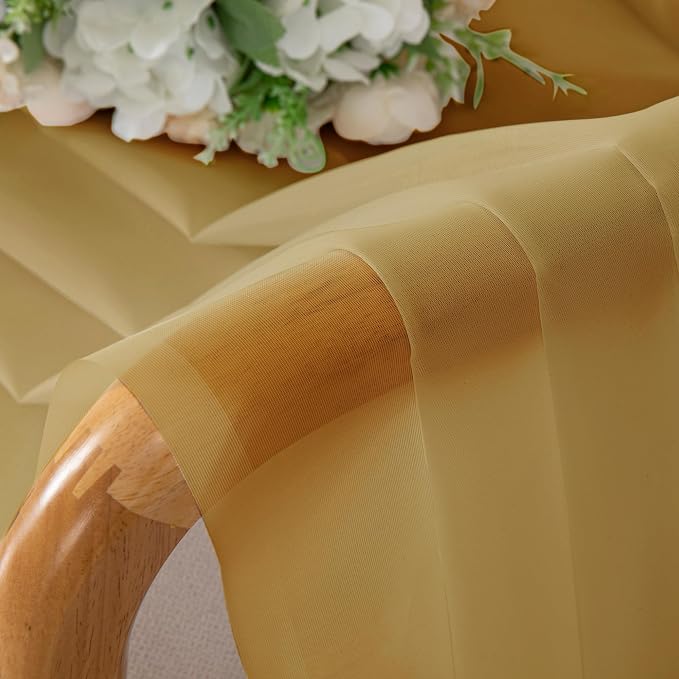 Gold Sheer Curtains 54 Inches Long 2 Panels - Image 5