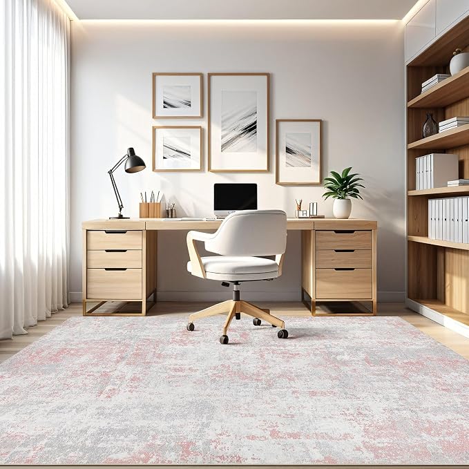 LOONGRUG 7x9 Area Rug Washable Large Neutral Modern Living Room Rugs | Abstract - Image 8